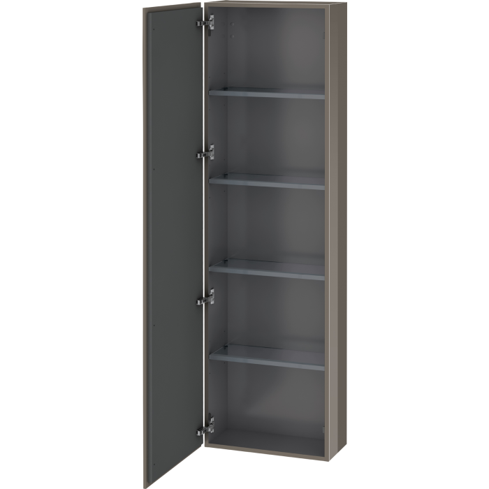 Grey tall store cabinet with doors