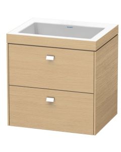 Duravit Brioso - Waschtischunterschrank 613x600x480mm 2 Schubkästen Griff chrom/eiche natur