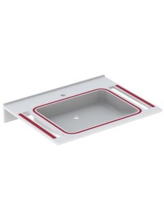 Geberit Publica - Waschtisch eckiges Design 700x550mm demenzgerecht mit Hahnloch ohne Überlauf weiß